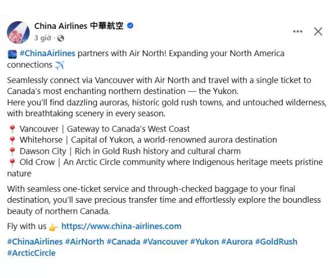China Airlines hợp tác cùng Air North