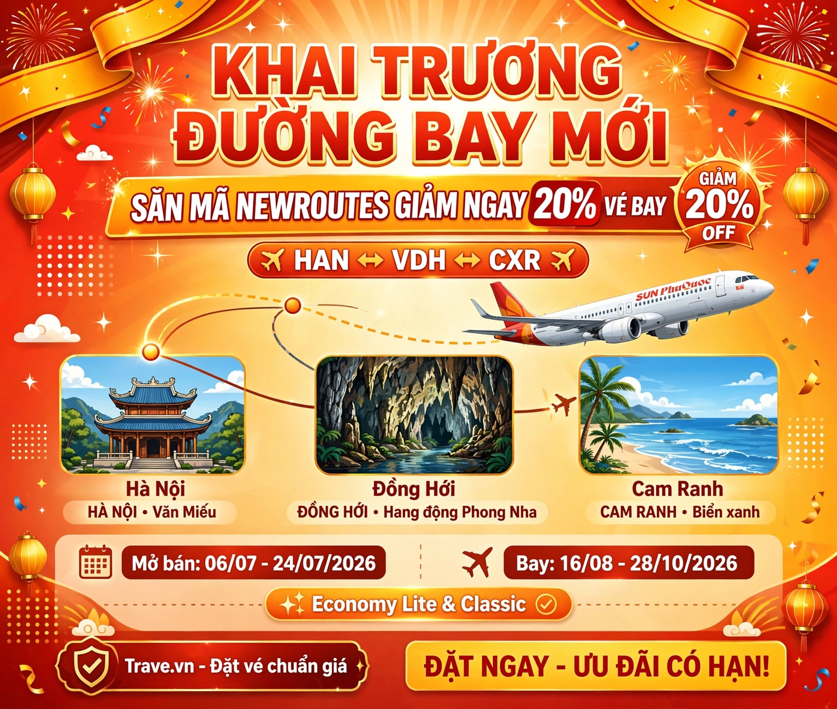 Mã NEWROUTES Giảm 20% Vé Bay