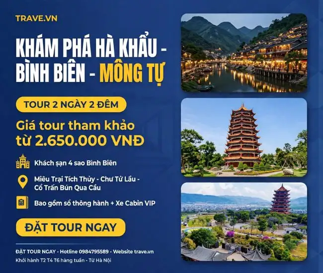 Tour Hà Khẩu Bình Biên Mông Tự 2N2Đ