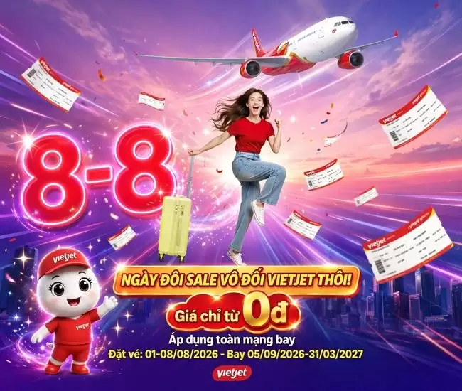 Vietjet Mở Bán Vé Máy Bay 0 Đồng Nội Địa Và Quốc Tế Tháng 8/2026 1 Vietjet Mở Bán Vé Máy Bay 0 Đồng