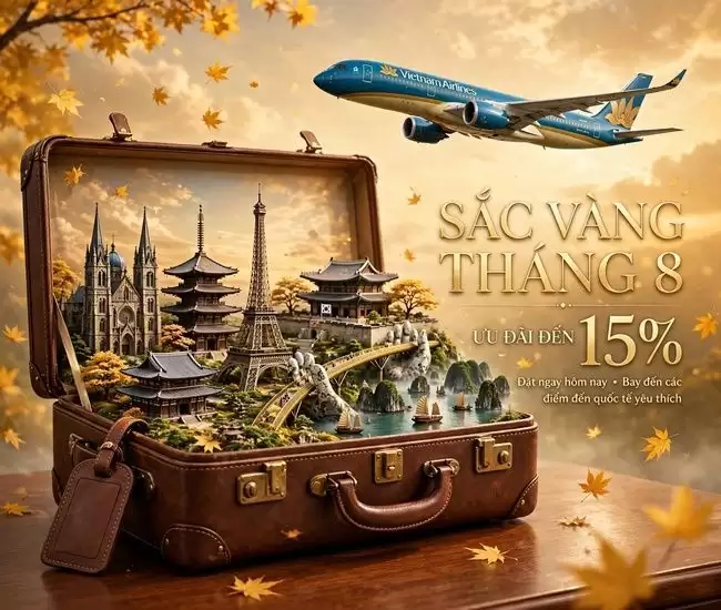 Vietnam Airlines Giảm Đến 15% Giá Vé Quốc Tế Tháng 8/2026 1 Vietnam Airlines Giảm Đến 15% Giá Vé Quốc Tế