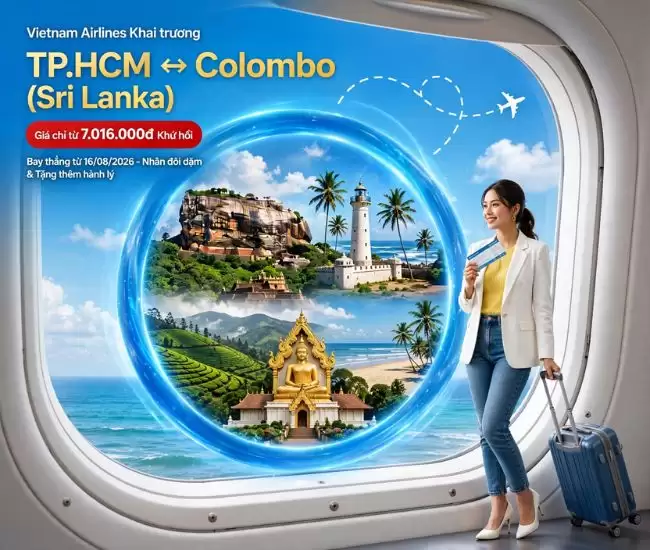 Vietnam Airlines Khai Trương Đường Bay TP.HCM – Colombo, Vé Từ 7.016.000đ