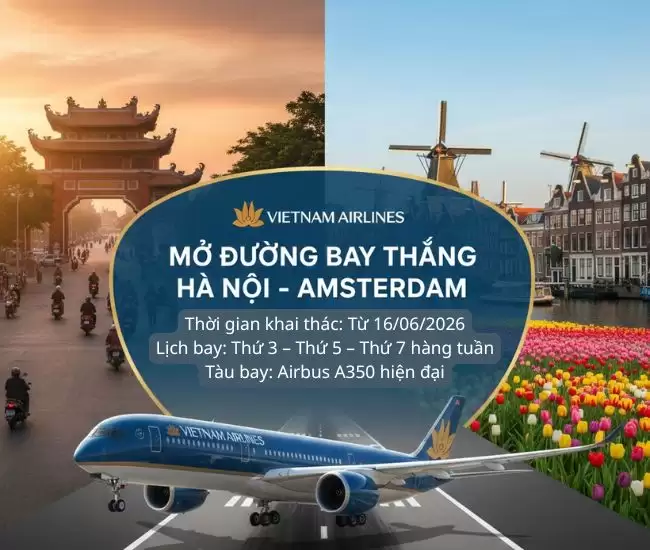 Vietnam Airlines Mở Đường Bay Thẳng Hà Nội – Amsterdam
