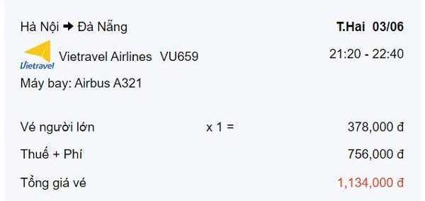 Vé bay Hà Nội – Đà Nẵng tháng 6 có giá chỉ từ 378k/ chiều!